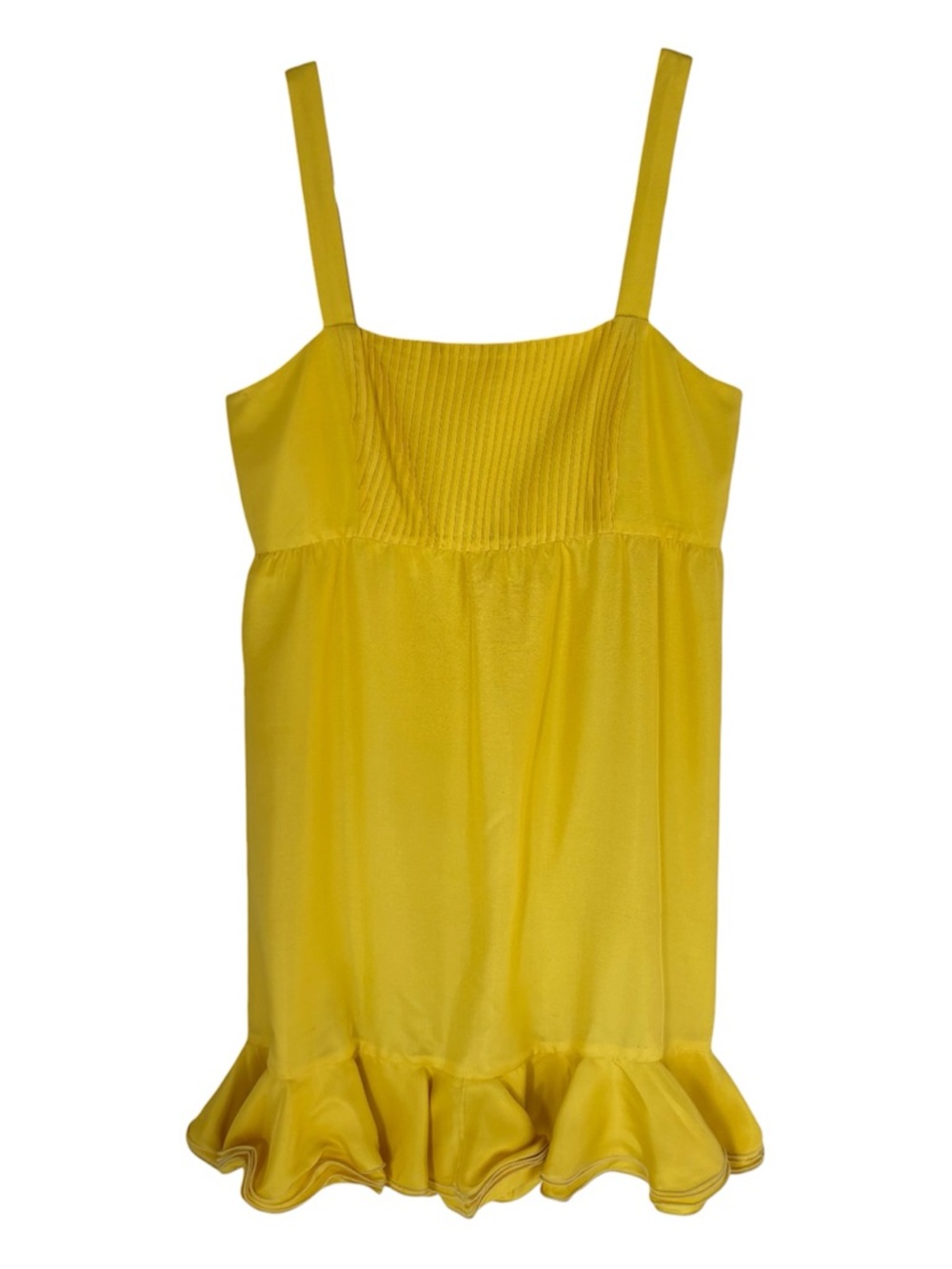 ALICE AND OLIVIA Ruffle-Hem Yellow Satin Dress, size M